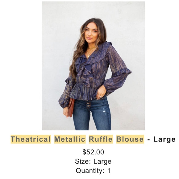 VICI NWT: metallic ruffle blouse - Picture 1 of 4